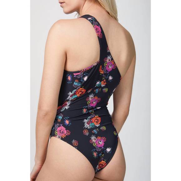 NEW AMIR SLAMA asymmetrical one piece in floral bouquet - Picture 2 of 2